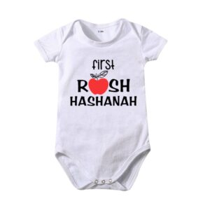 Toddlers Newborn Baby Fashion Girls Boys Basic Casual First Rosh Hashanah Print Short Sleeve Bodysuit