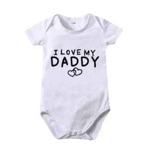 Toddlers Newborn Baby Fashion Girls Boys Basic Casual I Love Daddy Mummy Print Short Sleeve Bodysuit