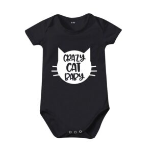 Toddlers Newborn Baby Fashion Girls Boys Basic Casual Crazy Cat Baby Print Short Sleeve Bodysuit