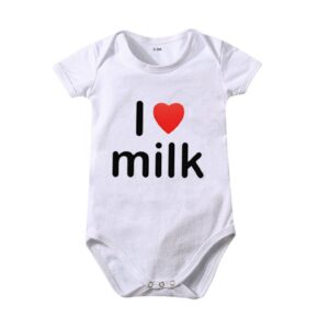 Toddlers Newborn Baby Fashion Girls Boys Basic Casual I Love Milk Print Short Sleeve Bodysuit