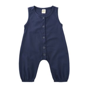Boys Simple Solid Color Sleeveless Jumpsuit