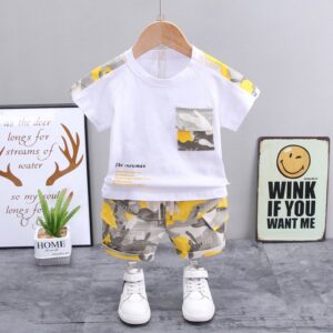 Toddlers Newborn Baby Boys Short Sleeve T-Shirt And Camouflage Shorts 2pcs Set