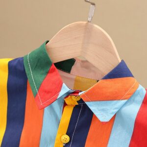 Toddlers Newborn Baby Boys Long-Sleeved Rainbow Color Shirt