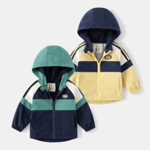 Children Kids Toddlers Boys Patchwork Long Sleeve Windproof Thick Hooded Coat