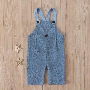 Toddlers Newborn Baby Boys Girls Pocket Solid Color Jumpsuit