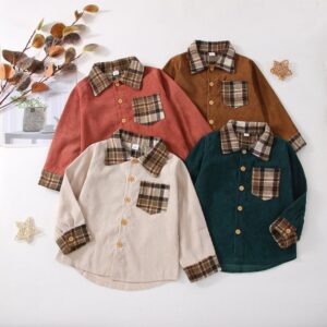 Children Kids Toddlers Boys Plaid Long Sleeve Jacket