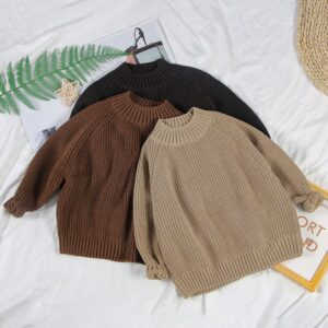 Children Kids Toddlers Girls Boys Thickened Pullover Bottoming Semi-High Collar Sweaters