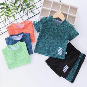 Kids Toddler Boys Quick-Drying Short Sleeves T-Shirt And Shorts 2pcs Sets
