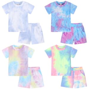 Children Kids Toddler Boys Girls Tie-Dye Short-Sleeved T-Shirt And Short 2pcs Set
