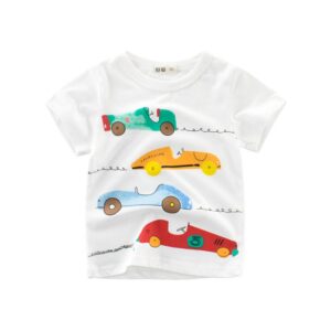 Boys Fashion Cartoon Car Pattern T-Shirt