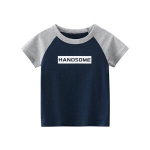 Boys Fashion Letter Pattern Stitching Color T-Shirt