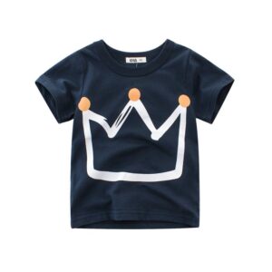 Fashion Kids Crown Pattern Short Sleeve Round Neck T-Shirt