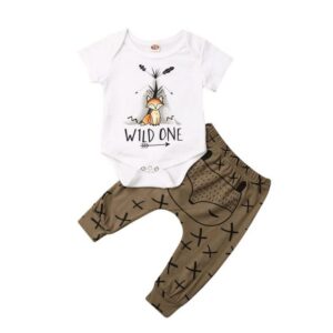 Kids Cartoon Printed Short Sleeves Tops And Pants Set
