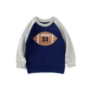 Boys Round Neck Long-sleeves Spliced Letter Embroidery Sweatshirt