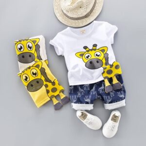 Kids Cute 3D Cartoon Design T-Shirt And Shorts Set