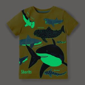 Kids Boys Casual Round Neck Short Sleeve Cartoon Animal Print T-Shirt