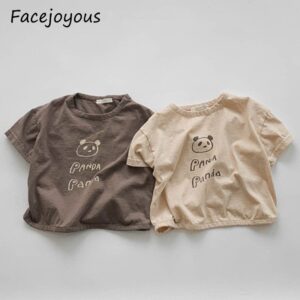 Baby Boys Casual Round Neck Short Sleeve Bear Letter Pattern Loose T-Shirt