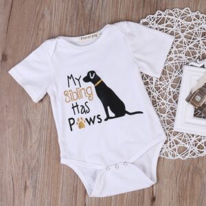 Baby Basic Cartoon Puppy Letter Pattern Round Neck Short Sleeve Loose Romper