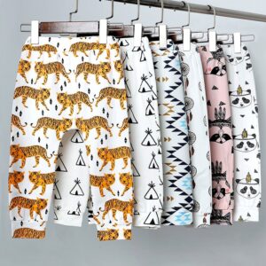 Baby Cute Cartoon Animal Geometry All Over Print Elastic Pants