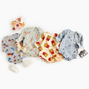 Baby Cute Cartoon All Over Print Round Neck Long Sleeve Romper