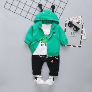 Baby Boys Casual Cartoon Coccinella Septempunctata Long Sleeve T-Shirt Hooded Coat And Pants Set