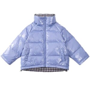 Kids Casual Basic Long Sleeve Zipper Plaid Double-sided Down Jacket