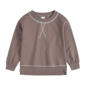 Kids Casual Simple Round Neck Long Sleeve Solid Color Sweatshirt And Sweatpants Set