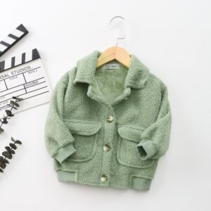 Kids Casual Simple Solid Color Lapel Long Sleeve Single-breasted Plush Coat