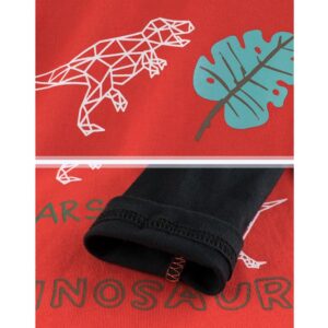 Boys Casual Round Neck Long Sleeve Cartoon Dinosaur Pattern Spliced T-Shirt