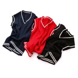 Boys Simple Preppy V-neck Knit Vest