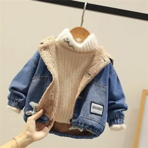 Boys Fashion Lion Pattern Single-breasted Hooded Coat