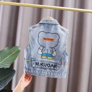 Boys Fashion Bear Pattern Sleeveless Jacket