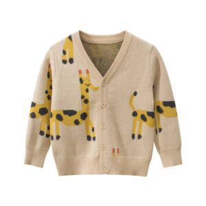 Boys Cute Giraffe Pattern Single-breasted Knitwear