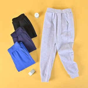 Boys Simple Solid Color Elastic Design Pants