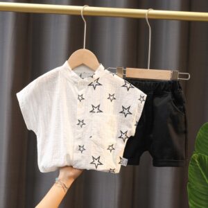 Boys Fashion Star Pattern Shirt And Shorts Set