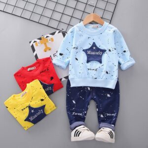 Kids Star Pattern Tops And Letter Printed Pants Two-piece Set