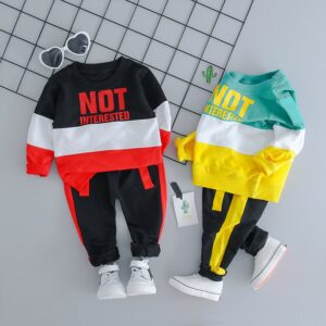 Fashion Boy Cartoon Contrast Color Casual Set