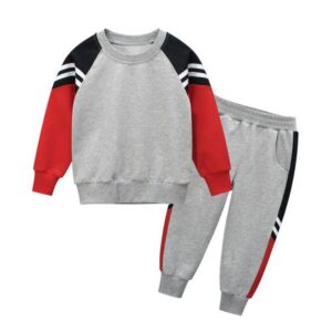 Kids Contrast Stripe Printed Long-Sleeve Tops And Pants Set