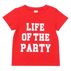 Boy Girl Simple Letter Print Short Sleeves Red Tee