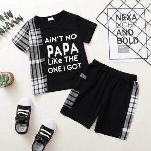 Boys Casual Letter-Print Short-Sleeve T-Shirt Two-Piece Set