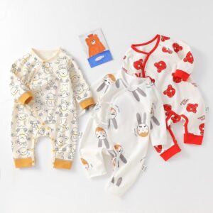 Kids Baby Boys Girls Spring Autumn Casual Cute Cartoon Print Long Sleeve Romper