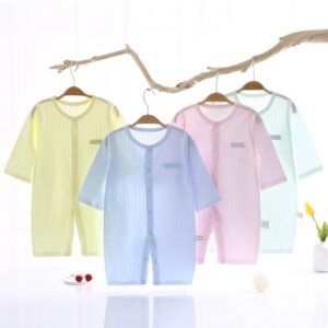 Kids Baby Boys Girls Summer Casual Cute Solid Color Fruit Print Long Sleeve Romper