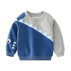 Kids Casual Cotton-Blend Patchwork Fleece Crewneck Sweatshirt