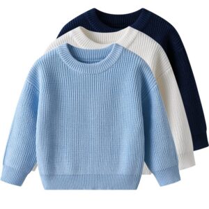 Kids Baby Girl Boys Autumn And Winter Solid Color Long-Sleeve Sweater