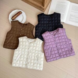 Kids Autumn And Winter Solid Color Sleeveless Down Vest