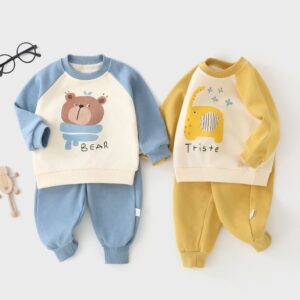 Autumn And Winter Children's Cartoon Print Sweatshirt And Sweatpants Two-Piece Set