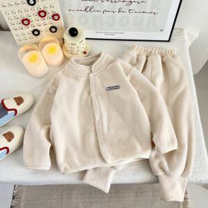 Autumn And Winter Children's Casual Plush Top And Pants Two-Piece Set