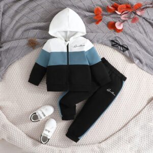 Autumn And Winter Boys Fashion Hooded Top And Pants Two-Piece Set