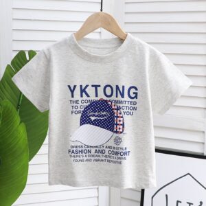 Boy Fashion Casual Printed Solid Color Cotton Short-Sleeve T-Shirt