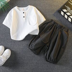 Boys Casual Solid Two-Piece Set